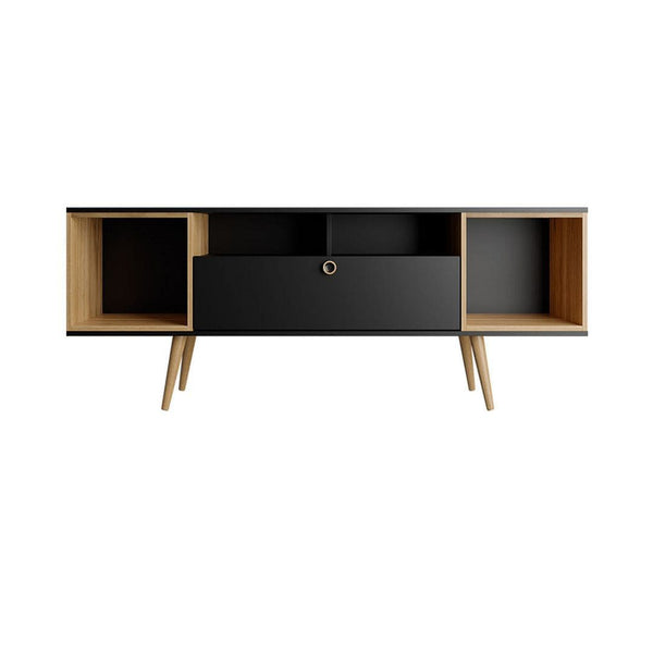 Manhattan Comfort Theodore TV Stand with 6 Shelves in Black and Cinnamon