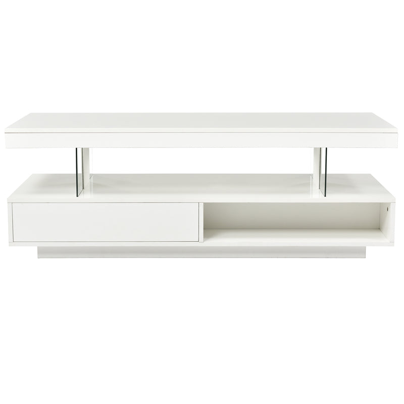 Modern LED Center Table with Display Shelves