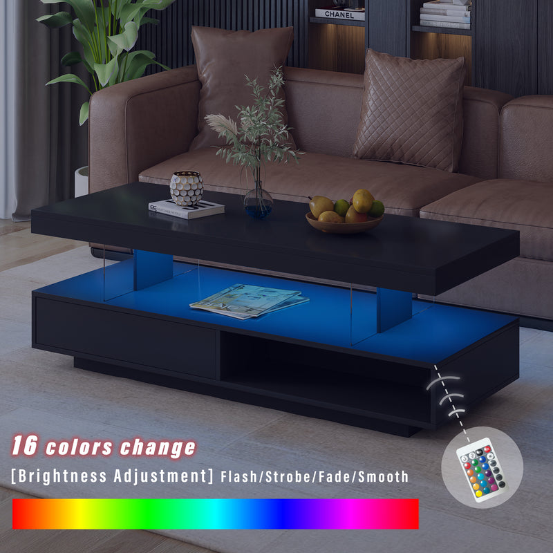 Modern LED Center Table with Display Shelves