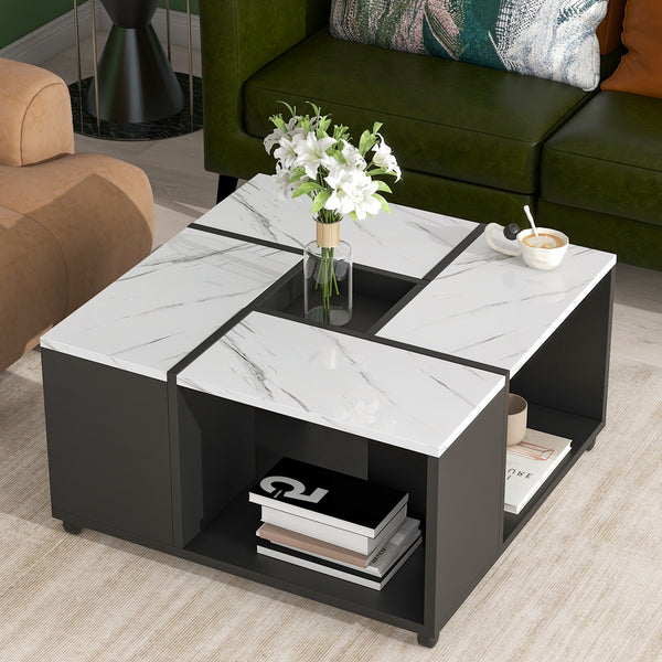 Modern 2 layer Coffee Table with Casters