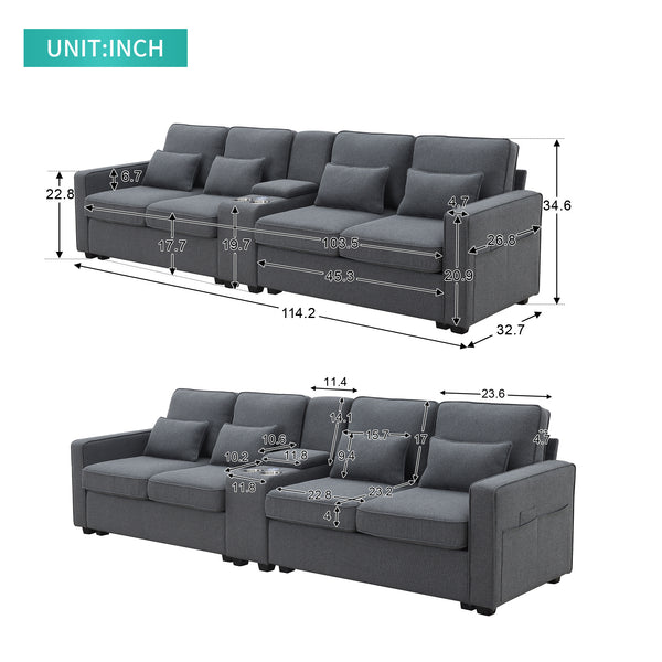 114.2" Upholstered Sofa