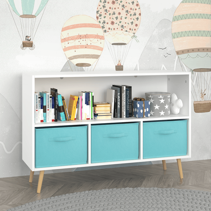 Kids bookcase with Collapsible Fabric Drawers