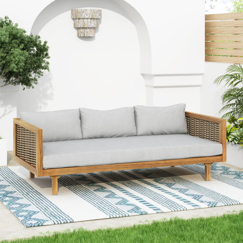 CLAREMONT 3 SEATER DAYBED WITH RATTAN ARMS