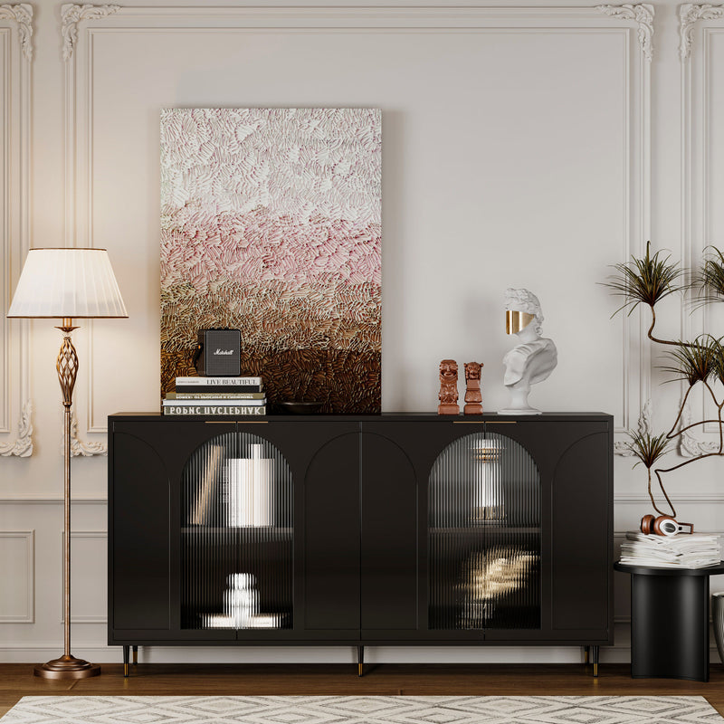 Accent Cabinet Black Lacquered Wood