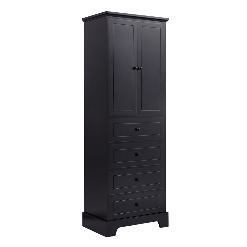 Storage Cabinet with 2 Doors and 4 Drawers for Bathroom