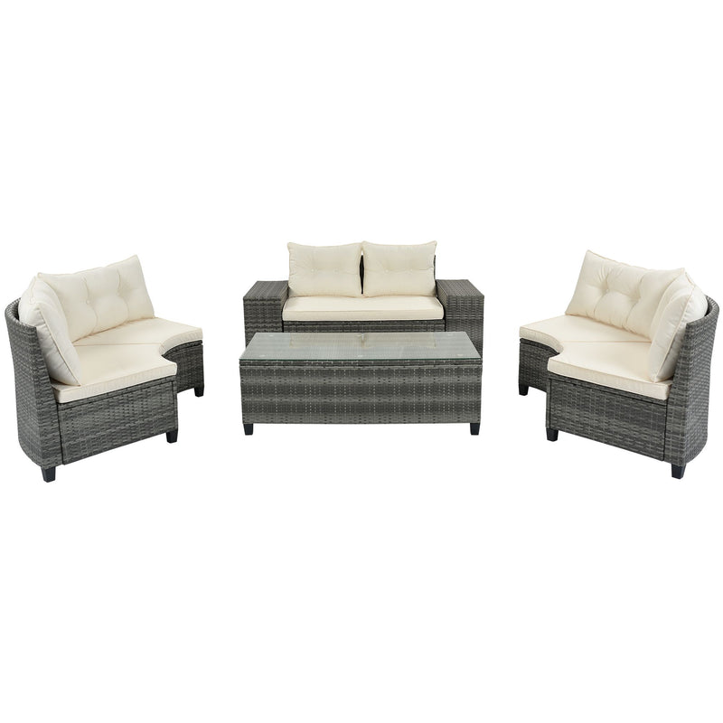 8-pieces Outdoor Wicker Round Sofa Set