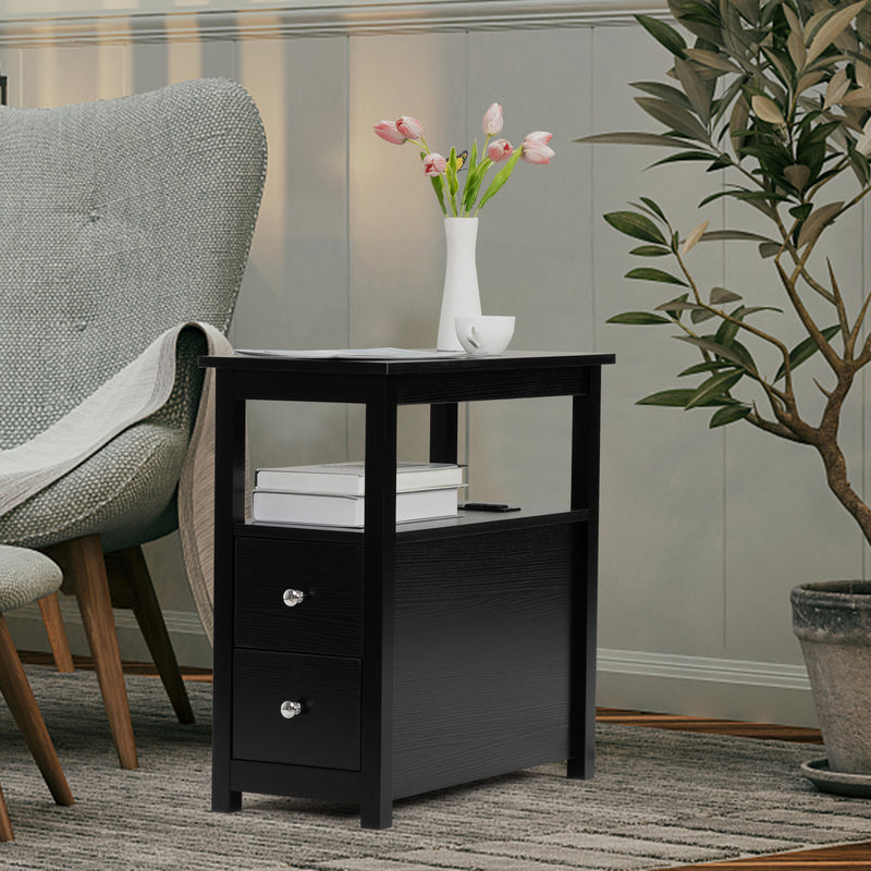 Transitional Nightstand with Charging Station