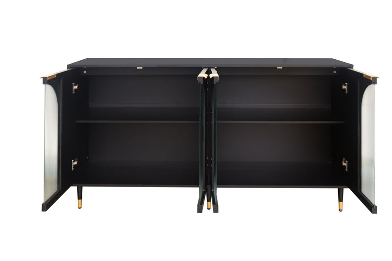 Accent Cabinet Black Lacquered Wood