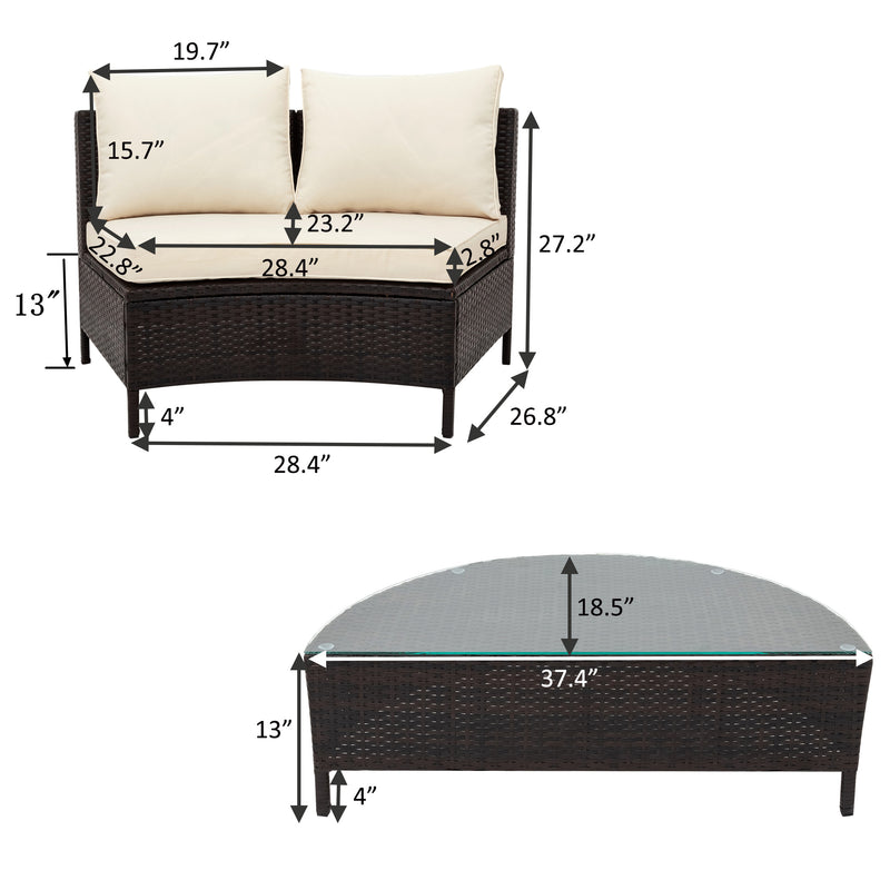 Wicker Sofa with Tempered Glass Table