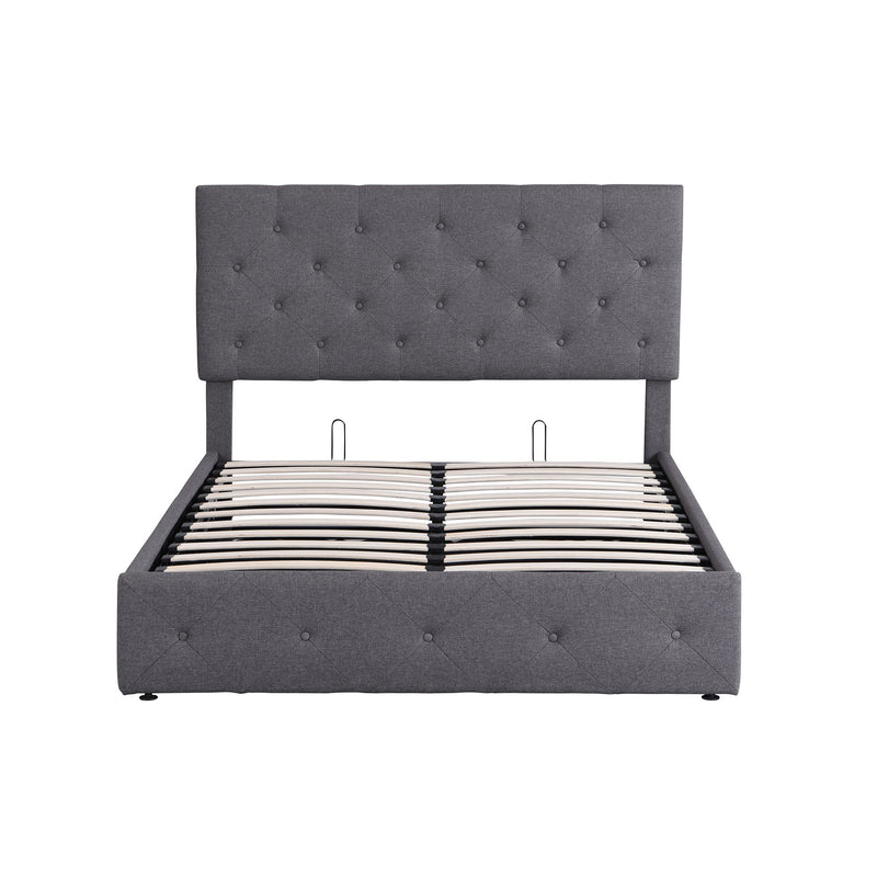 Full size Upholstered Platform bed with a Hydraulic Storage System