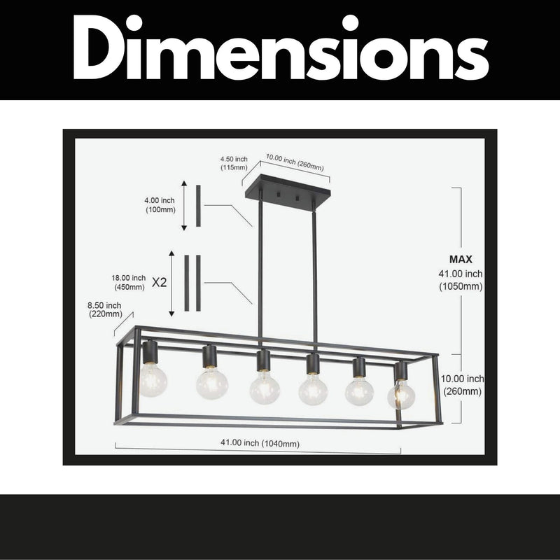 Rectangle Chandelier Contemporary Farmhouse Linear Pendant Lighting