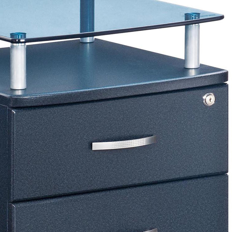 Techni Rolling File Cabinet with Glass Top