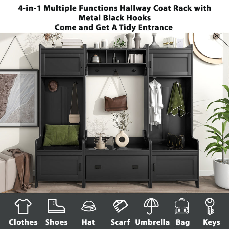 4-in-1 Multiple Functions Hallway Coat Rack