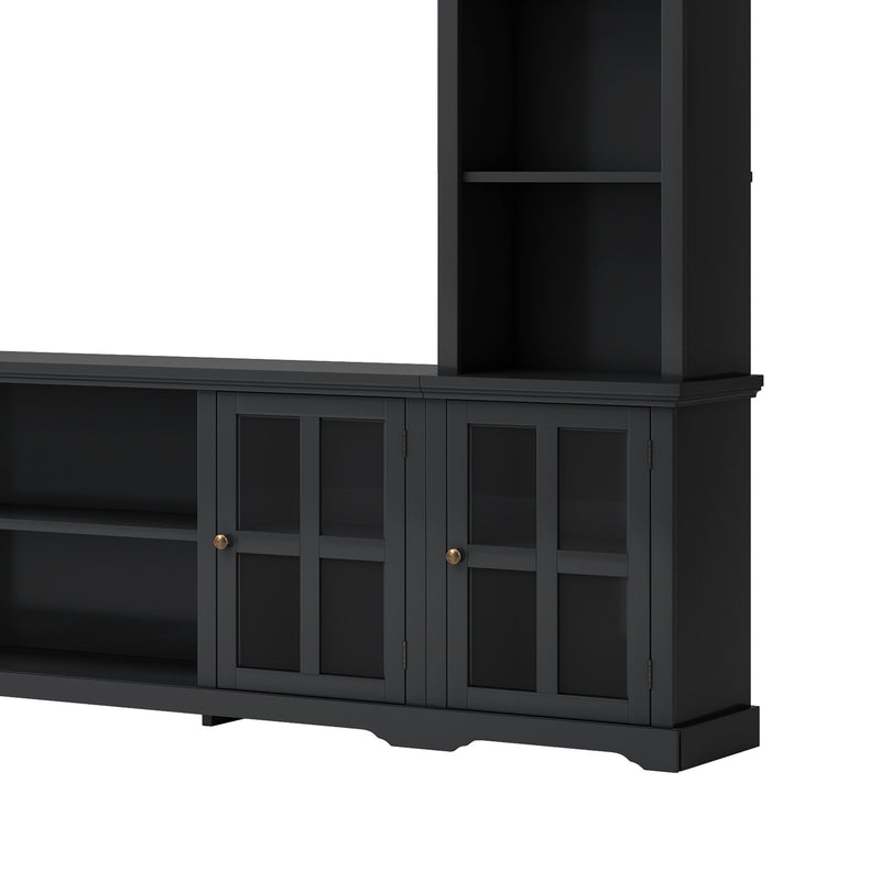 Entertainment Wall Unit With Tempered Glass Door