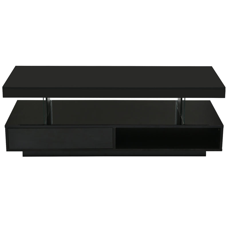 Modern LED Center Table with Display Shelves