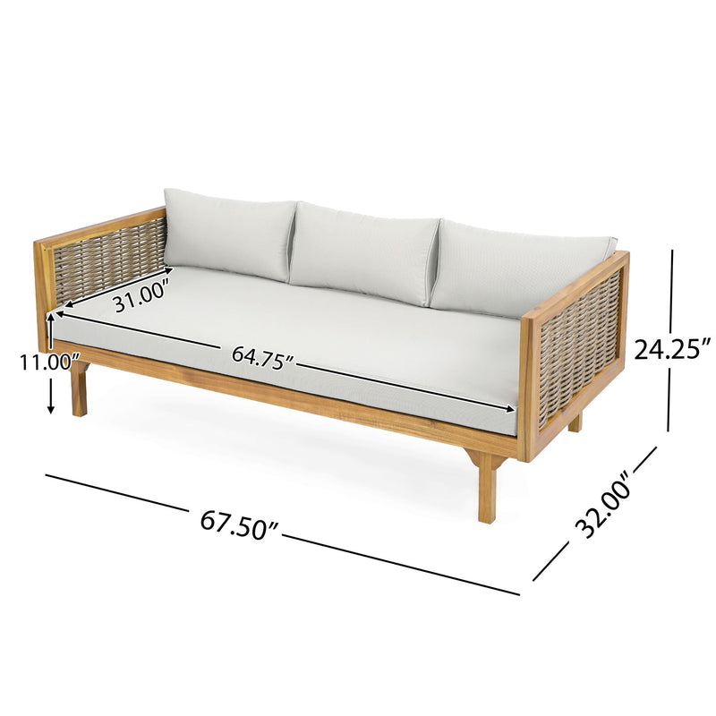 CLAREMONT 3 SEATER DAYBED WITH RATTAN ARMS