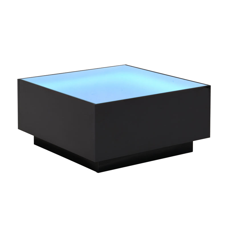 Square High Glossy Coffee Table with LED Lights