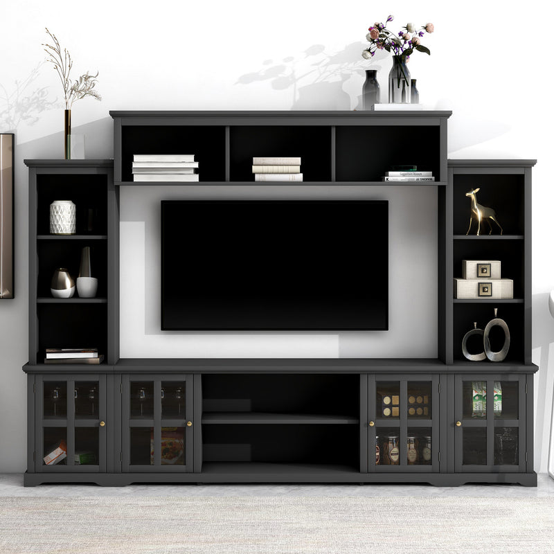 Entertainment Wall Unit With Tempered Glass Door