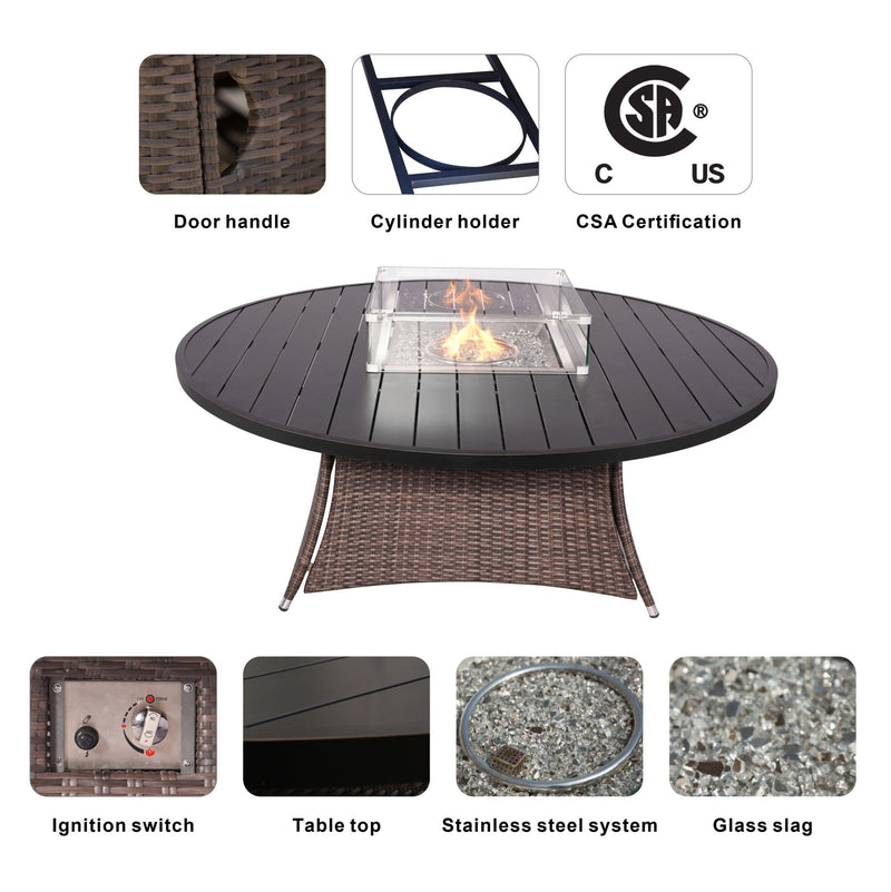 Direct Wicker Outdoor Propane Gas Fire Pit Table