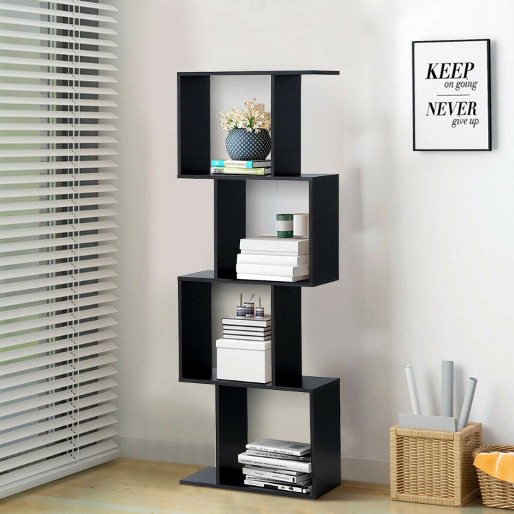 Wooden S-Shaped Bookcase