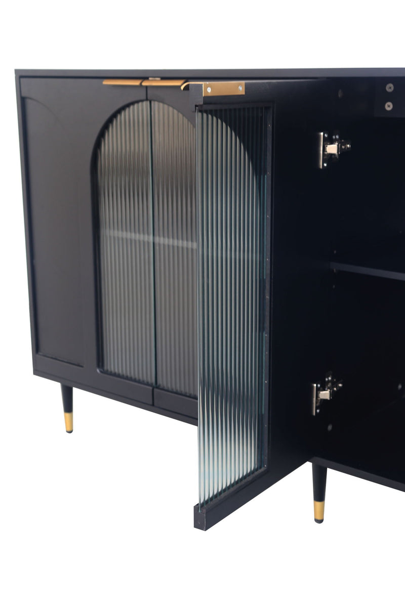 Accent Cabinet Black Lacquered Wood