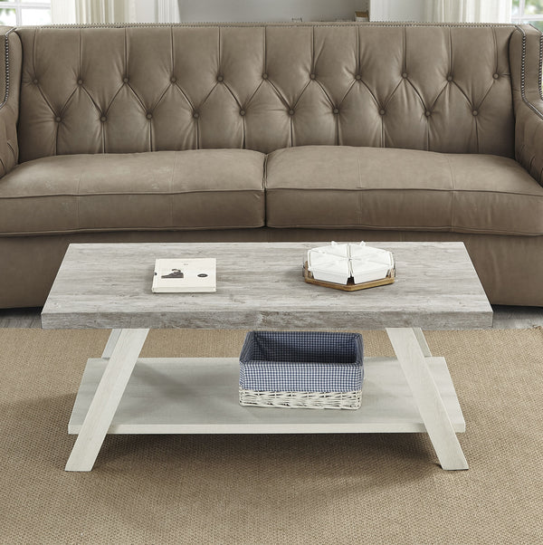 Two-Tone Wood Coffee Table Gray and Beige