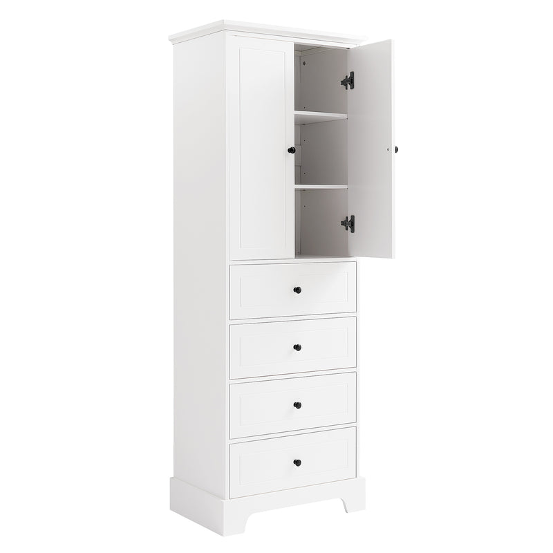 Storage Cabinet with 2 Doors and 4 Drawers for Bathroom