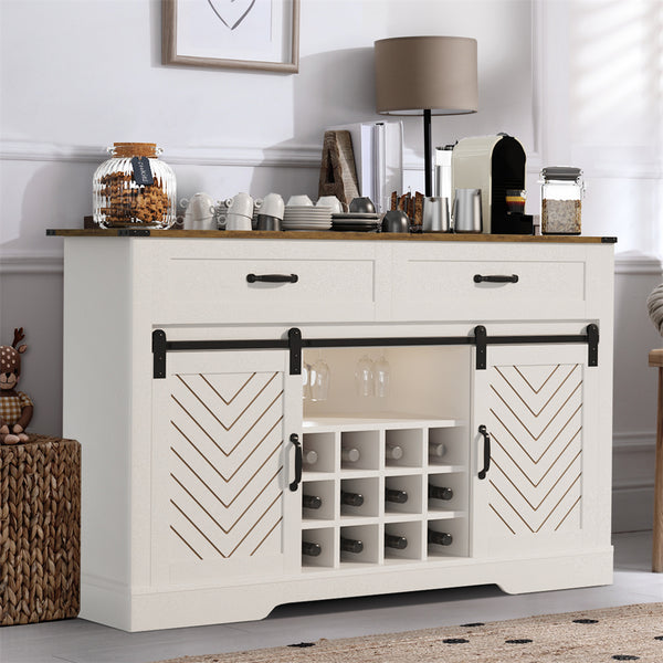 Barn Door Bar White Sideboard Storage