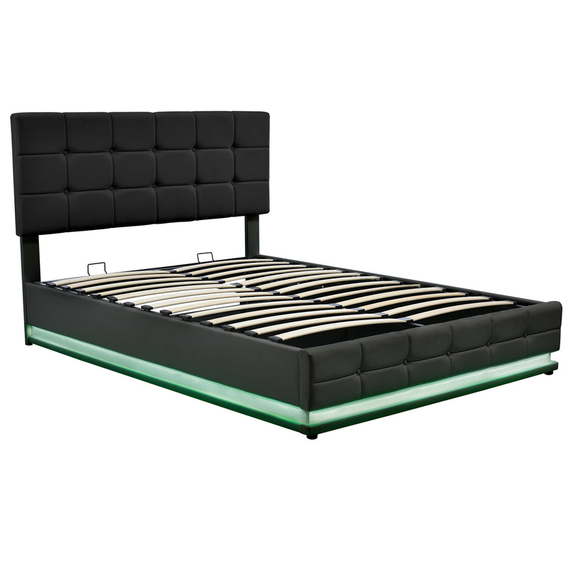 Tufted Bed with Hydraulic Storage System