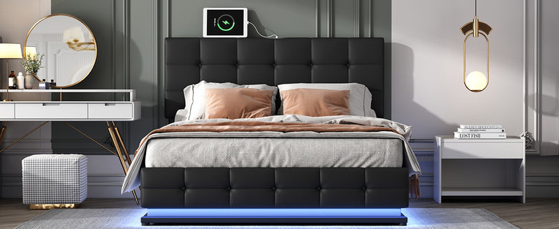 Tufted Bed with Hydraulic Storage System