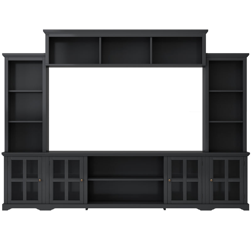 Entertainment Wall Unit With Tempered Glass Door