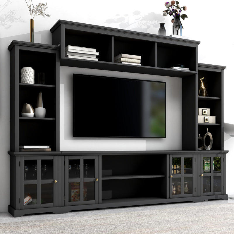 Entertainment Wall Unit With Tempered Glass Door