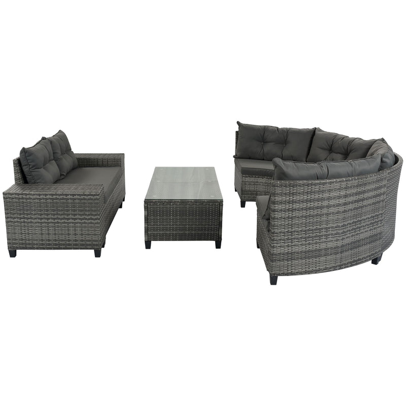 8-pieces Outdoor Wicker Round Sofa Set