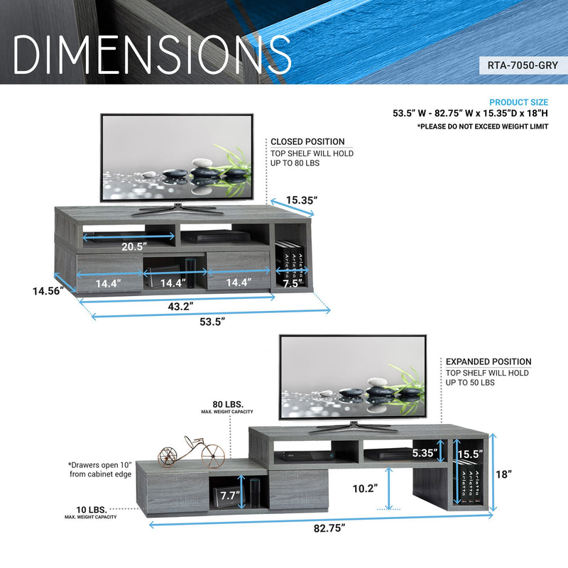 Techni Adjustable TV Stand Up to 65"