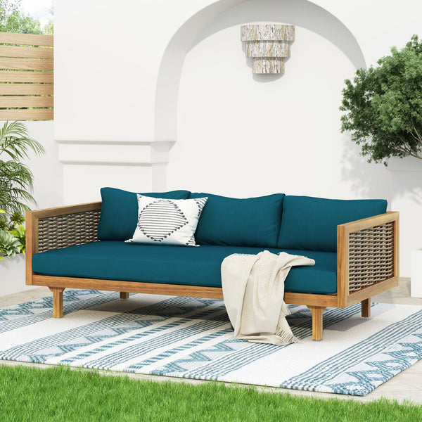 CLAREMONT 3 SEATER DAYBED WITH RATTAN ARMS