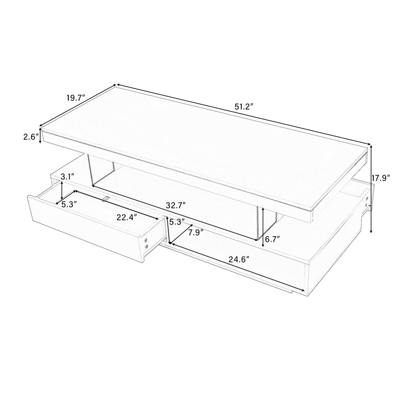 Modern LED Center Table with Display Shelves