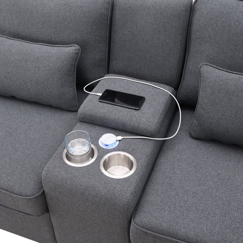 Upholstered Sofa with Console