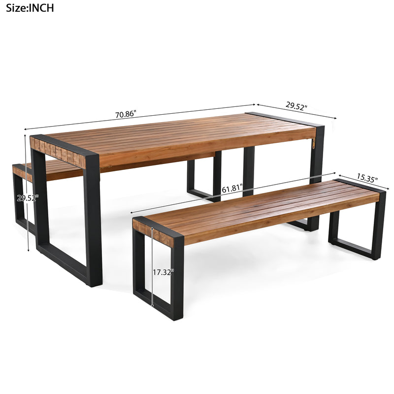 Outdoor Dining Table With 2 Benches