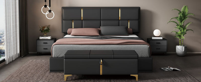 Modern Queen Size Upholstered Platform Bed