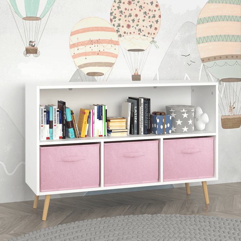 Kids bookcase with Collapsible Fabric Drawers