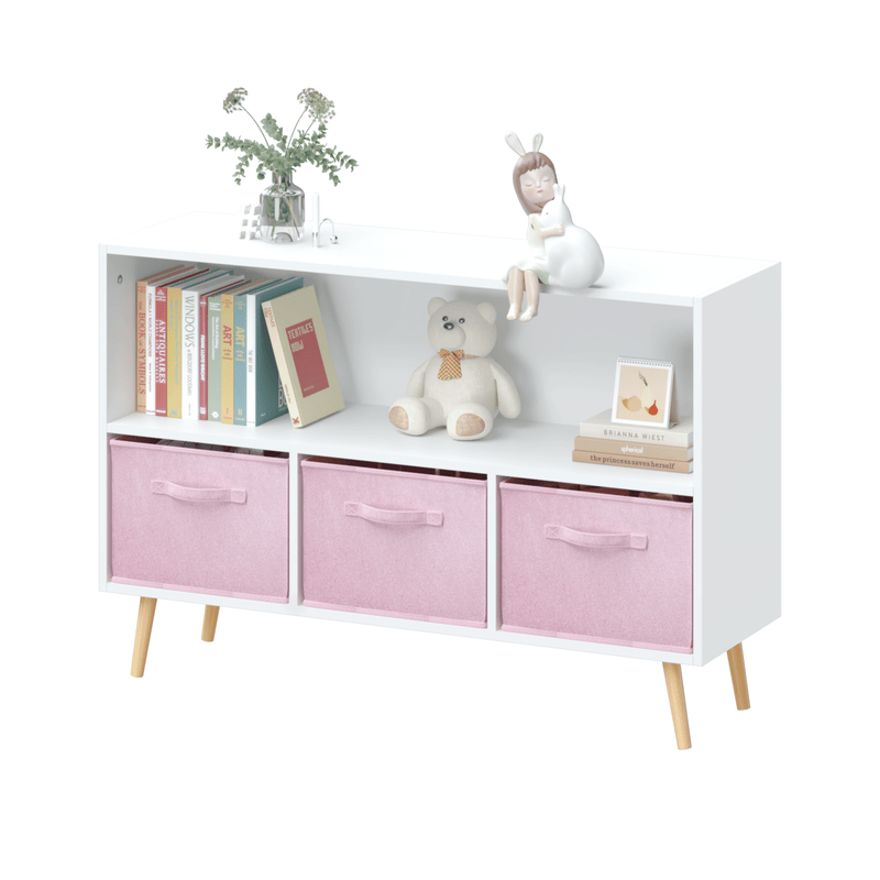 Kids bookcase with Collapsible Fabric Drawers