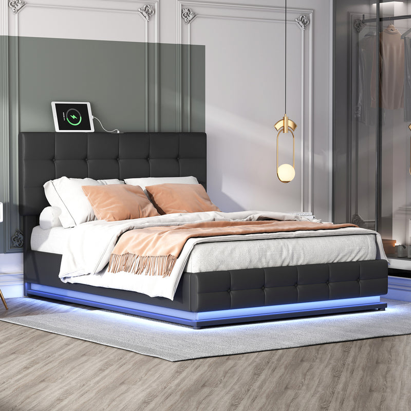 Tufted Bed with Hydraulic Storage System