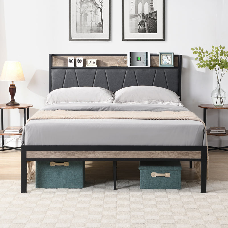 Queen Size Metal Platform Bed Frame with Easy Assemble