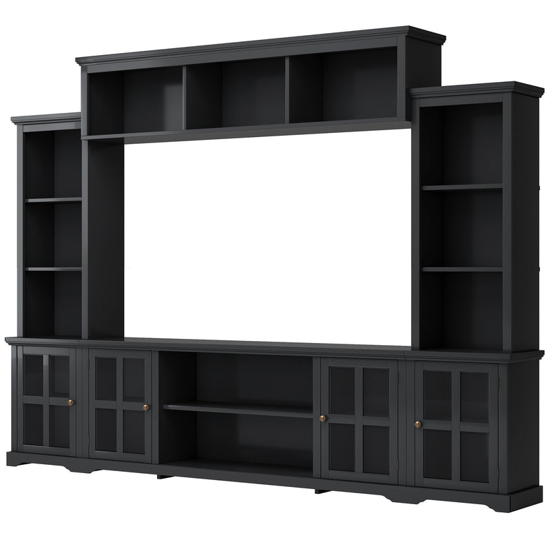 Entertainment Wall Unit With Tempered Glass Door