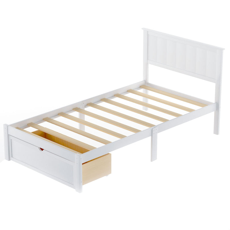 Twin Platform Bed with Under bed Drawers