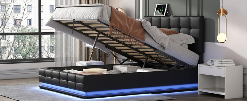 Tufted Bed with Hydraulic Storage System