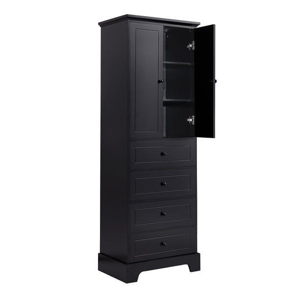 Storage Cabinet with 2 Doors and 4 Drawers for Bathroom