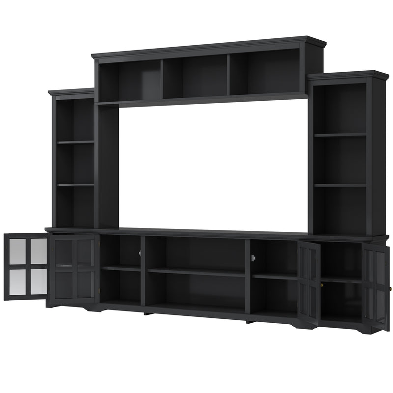 Entertainment Wall Unit With Tempered Glass Door