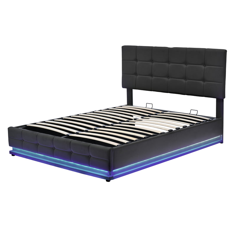 Tufted Bed with Hydraulic Storage System