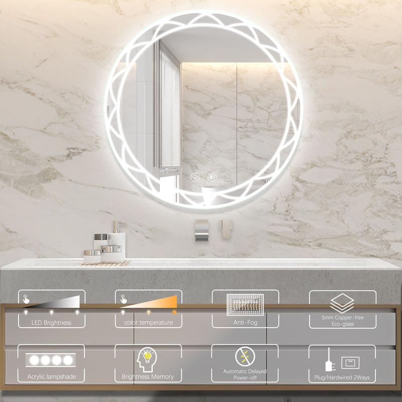 30" Round LED Bathroom Mirror